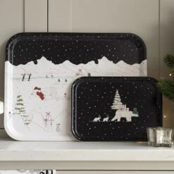 Snow Season Serving Tray - Small -Sophie Allport AW22 snowseason pt10026 pt10045 printed tray lifestyle high res