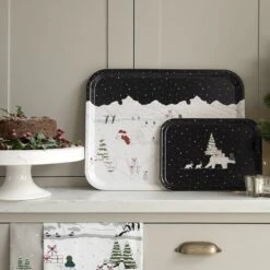 Snow Season Serving Tray - Small -Sophie Allport AW22 snowseason pt10026 pt10045 printed tray lifestyle high res square