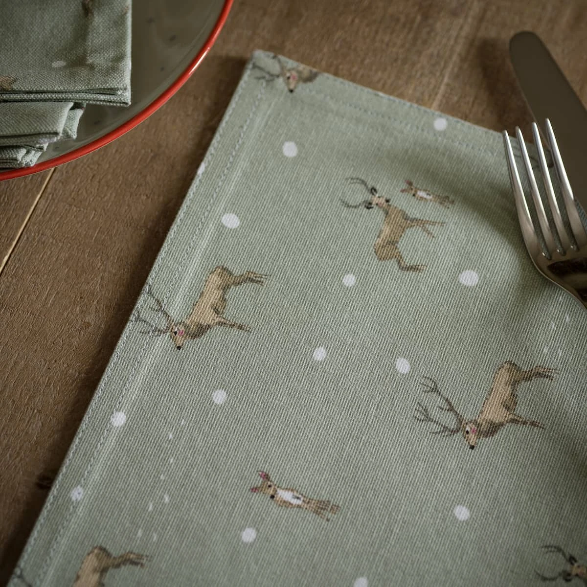 Christmas Stags Fabric Placemat (Set Of 2) 4 Christmas Stags Fabric Placemat (Set Of 2) - Image 2
