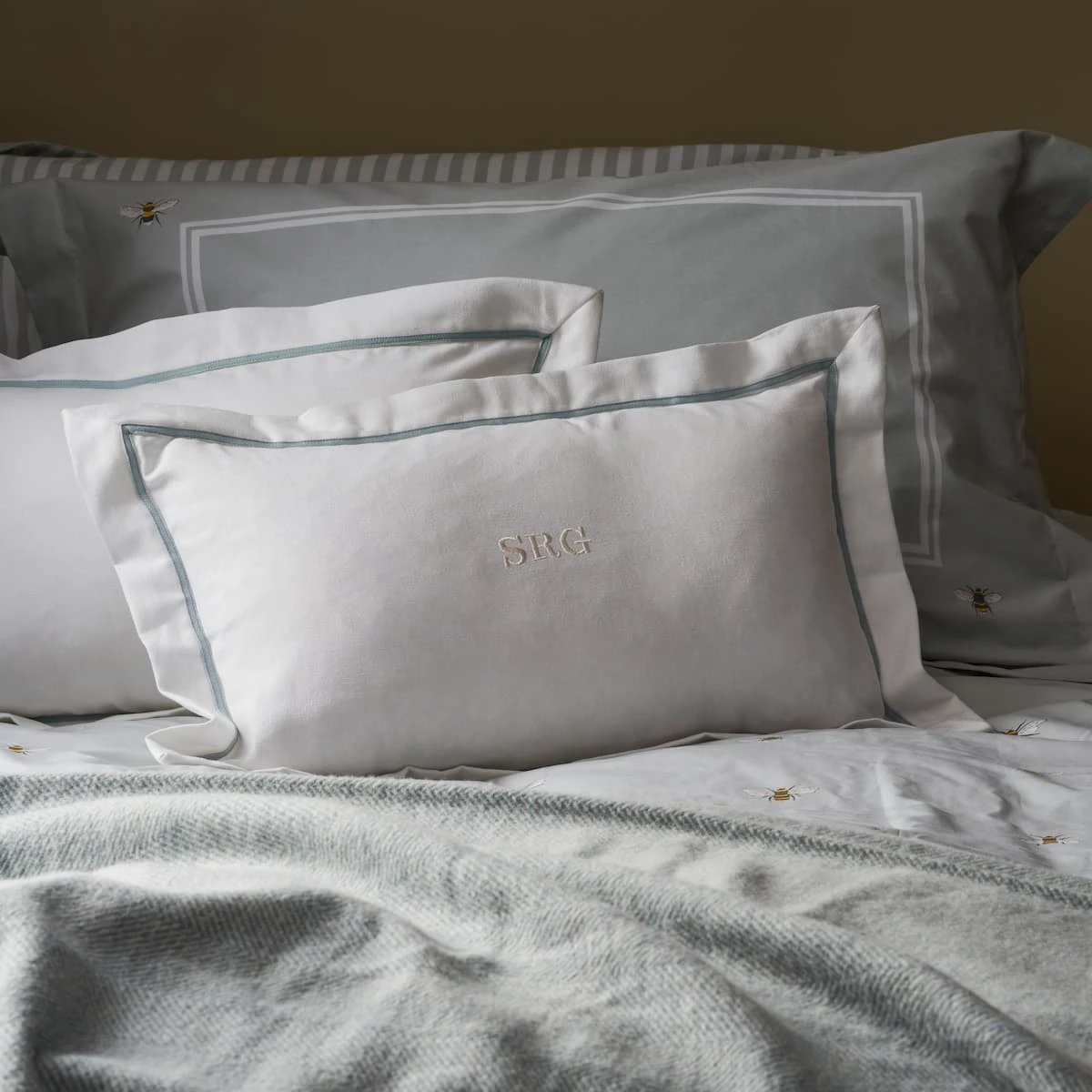 Panama Bed Cushion - Blue Trim 4 Panama Bed Cushion - Blue Trim - Image 2