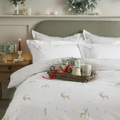 Christmas Stags Pair Of Oxford Pillowcases