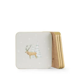 Christmas Stags Coasters (Set Of 4) 7 Christmas Stags Coasters (Set Of 4) -Sophie Allport AW23 COC11401 CUTOUT Custom