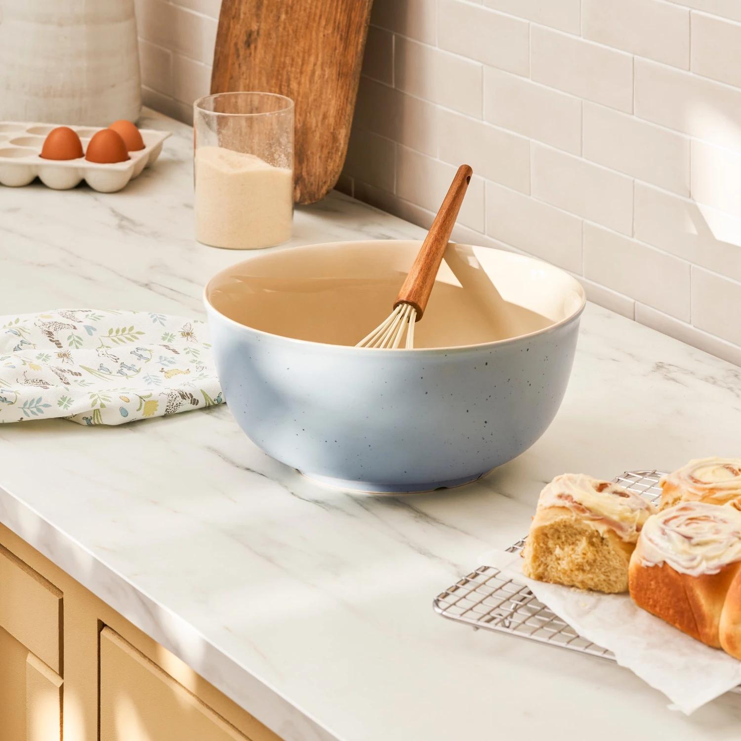 Speckled Stoneware Mixing Bowl - Blue 3 Speckled Stoneware Mixing Bowl - Blue