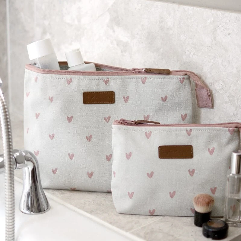 Hearts Canvas Wash Bag 3 Hearts Canvas Wash Bag
