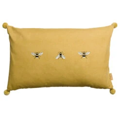 Bees Embroidered Cushion