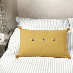Bees Embroidered Cushion -Sophie Allport all36401e bees embroidered cushion lifestyle high res square