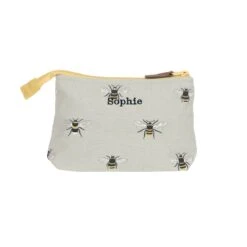 Bees Canvas Makeup Bag -Sophie Allport all36510 bees canvas makeup bag personalisation cut out high res square