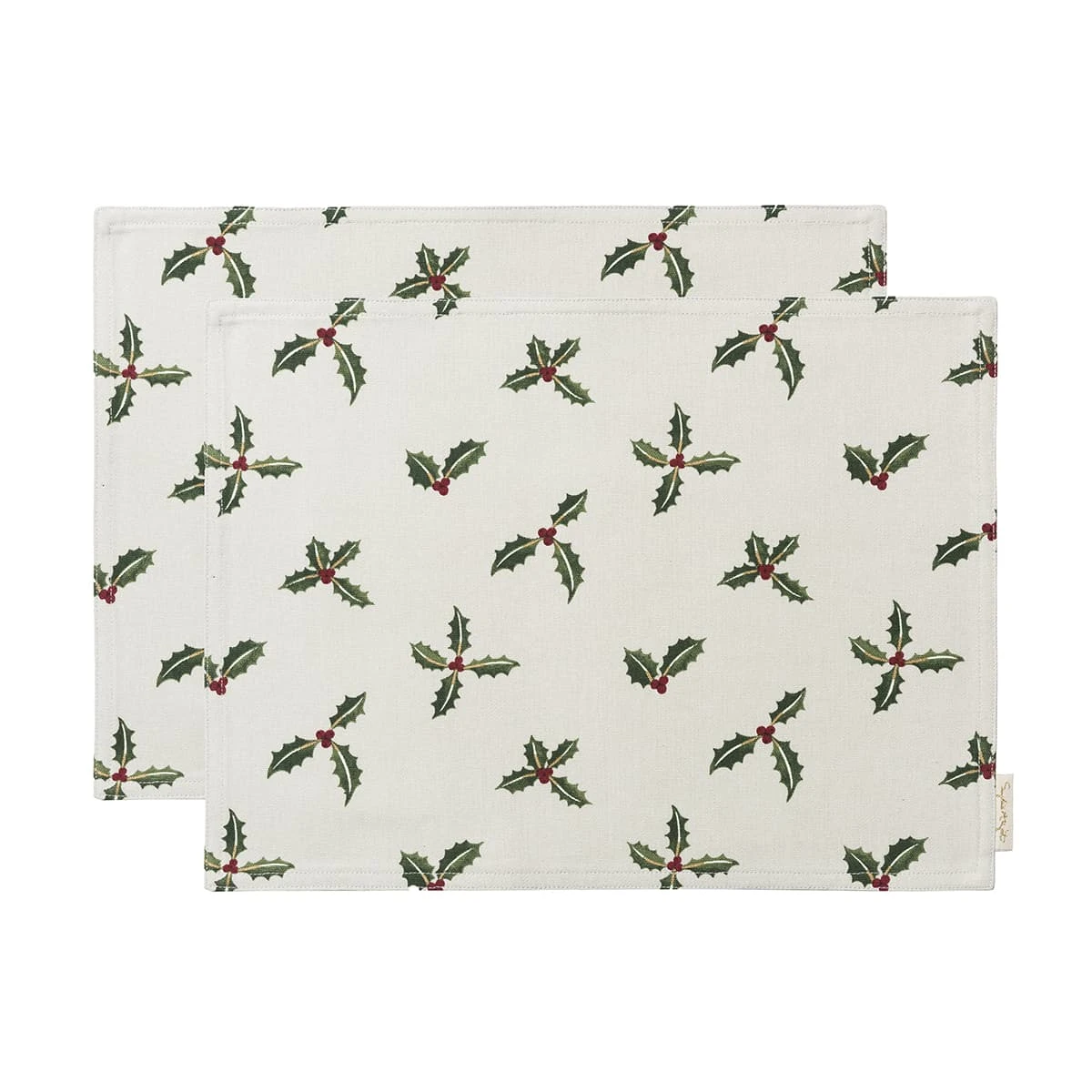 Holly & Berry Fabric Placemats (Set Of 2) 3 Holly & Berry Fabric Placemats (Set Of 2)
