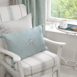 Coastal Birds Embroidered Cushion 8 Coastal Birds Embroidered Cushion -Sophie Allport all65401e all65000 coastal birds cushion embroidered and fabric by the metre lifestyle high res square
