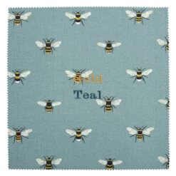 Bees Teal Tea Towel -Sophie Allport all80000 bees teal fabric swatch personalisation cut out high res square