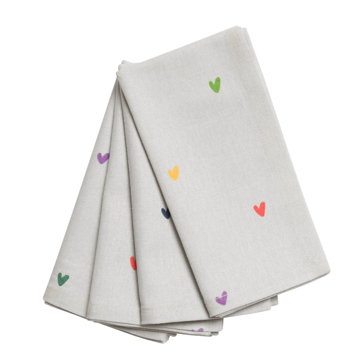 Multicoloured Hearts Napkins (Set Of 4) 3 Multicoloured Hearts Napkins (Set Of 4)