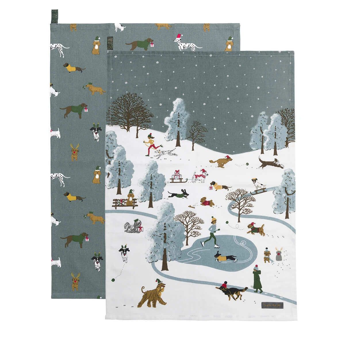Christmas Dogs Tea Towel (Set Of 2) 3 Christmas Dogs Tea Towel (Set Of 2)