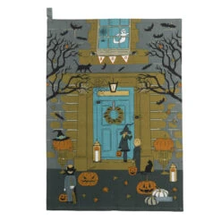 Halloween Tea Towel (Set Of 2) -Sophie Allport all90601 halloween tea towel scene set of 2 cut out high res square