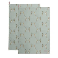 Boxing Hares Tea Towel (Set Of 2)