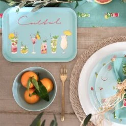 Cocktails Melamine Side Plate -Sophie Allport all96810 all96300 mcb9606 mpl9608 mpl9610 pt9626 cocktails single place setting overhead with tray high res square dd6bfbb5 7165 4341 8835 ccb3a1c19c7a