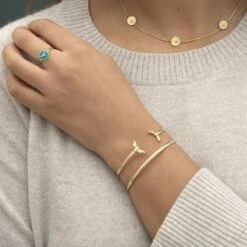 Bees Gold Plated Enamel Ring -Sophie Allport bees jewellery gold plated collection ss22 modelled lifestyle 2 high res square 389499f7 8d39 4bf5 885d 71d95301004e