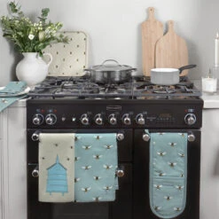 Bees Teal Double Oven Glove -Sophie Allport bees teal kitchen collection lifestyle 2 high res square