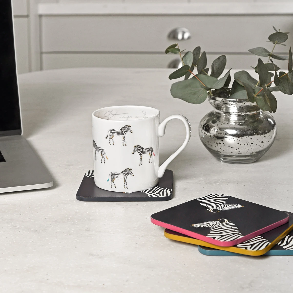 Zebra Coasters (Set Of 4) 4 Zebra Coasters (Set Of 4) - Image 2