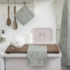 Boxing Hares Tea Towel (Set Of 2) -Sophie Allport boxing hares teatowel pot grab apron small tray standard mug teapot kitchen lifestyle high res square ad88e5ab 8652 441e 89b9 f2a50a423ee1