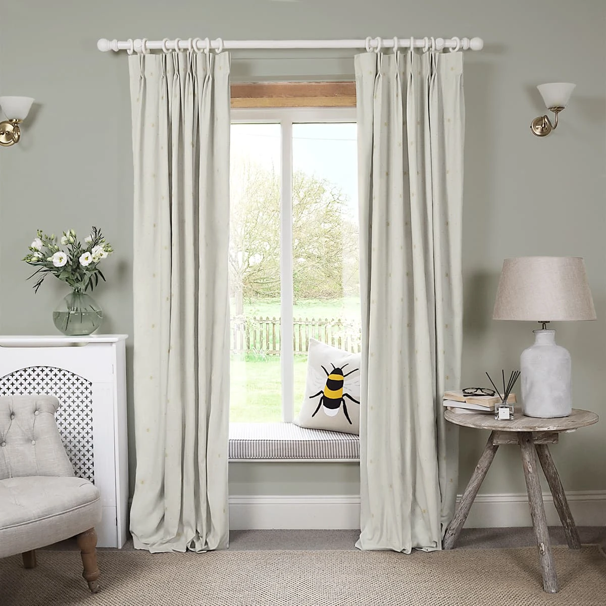 Bees Ochre Made To Measure Curtains 3 Bees Ochre Made To Measure Curtains