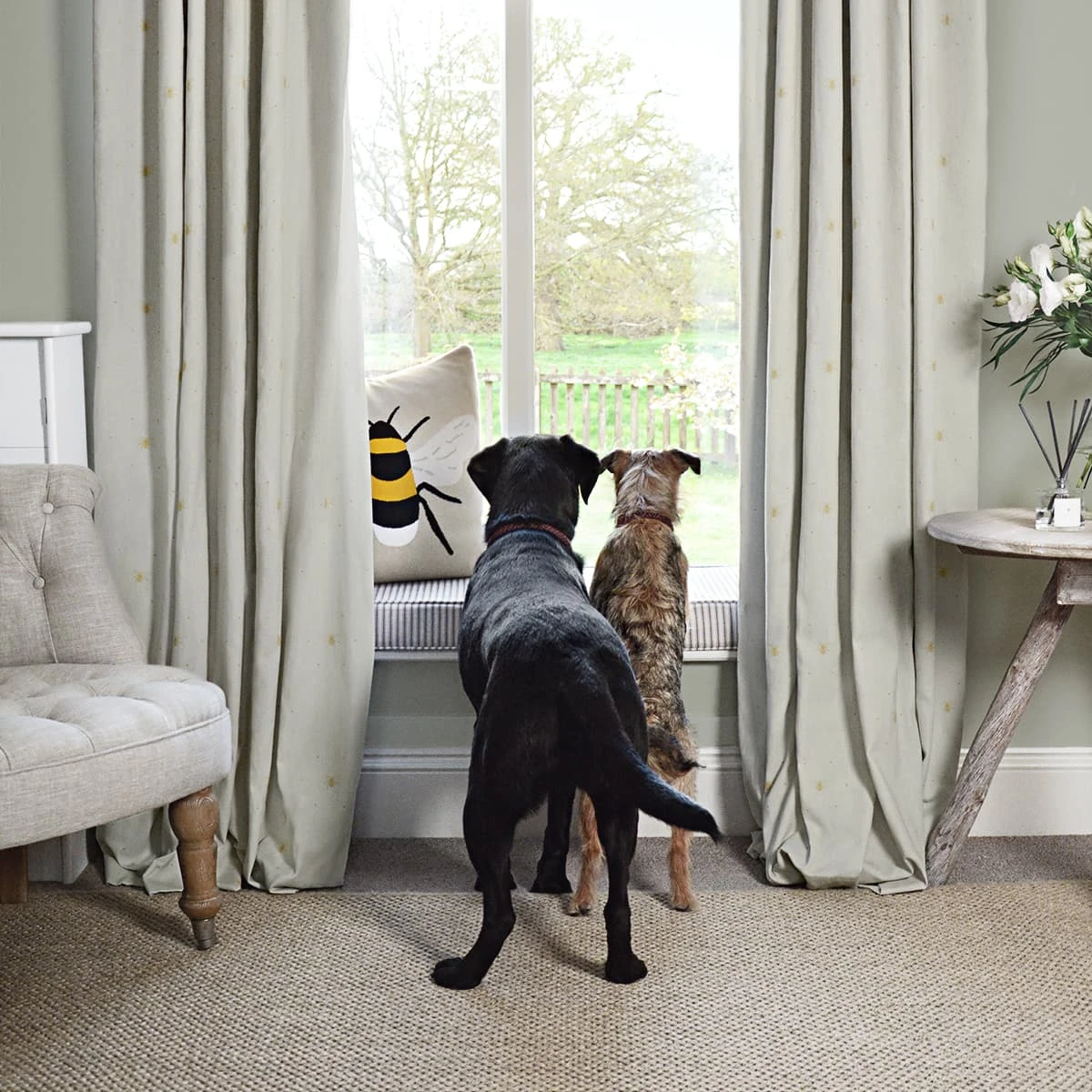 Bees Ochre Made To Measure Curtains 6 Bees Ochre Made To Measure Curtains - Image 4