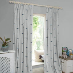 Dinosaurs Navy Made To Measure Curtains -Sophie Allport crt45nm2m dinosaur navy made to measure curtains lifestyle high res square