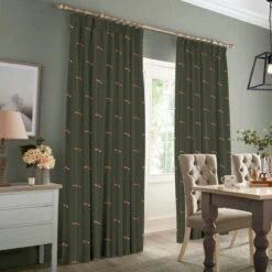Foxes Forest Green Made To Measure Curtains -Sophie Allport crt63fgm2m foxes forest green made to measure curtains lifestyle high res square