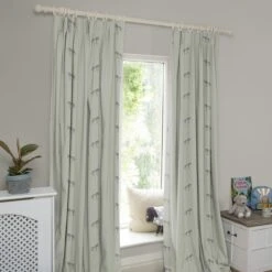 Zebra Sage Grey Made To Measure Curtains -Sophie Allport crt67sgm2m zebra sage grey made to measure curtains lifestyle high res square