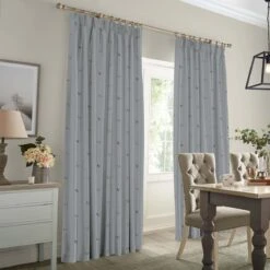 Chicken Pale Sage Blue Made To Measure Curtains -Sophie Allport crt8psbm2m chicken pale sage blue artwork made to measure curtains lifestyle high res square