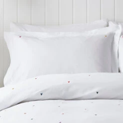 Hearts Embroidered Bedding Set 10 Hearts Embroidered Bedding Set -Sophie Allport embhearts01pc hearts embroidered oxford pillowcase pair lifestyle high res square