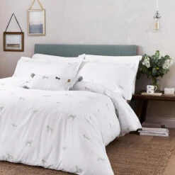 Fetch Natural Embroidered Bedding Set