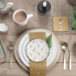 Giraffe Coasters (Set Of 4) -Sophie Allport giraffe zsl table setting 2 lifestyle high res square
