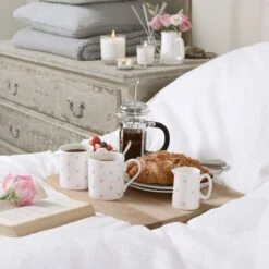 Hearts Pink Mug 15 Hearts Pink Mug -Sophie Allport hearts collection breakfast lifestyle high res 4