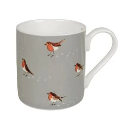 Robin & Mistletoe Coloured Mug -Sophie Allport image prodzoomimg3091