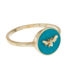 Bees Gold Plated Enamel Ring -Sophie Allport jrgp36e bees enamel ring gold plated cut out high res square