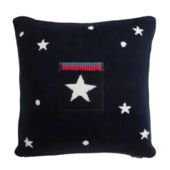 Space Knitted Cushion -Sophie Allport ksc62410 space statement cushion with pocket 2 cut out high res square