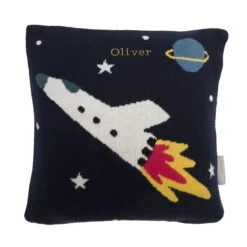Space Knitted Cushion -Sophie Allport ksc62410 space statement cushion with pocket personalisation cut out high res square