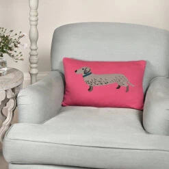 Dachshund Knitted Cushion 7 Dachshund Knitted Cushion -Sophie Allport ksc7250 fetch knitted statement cushion lifestyle high res square