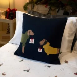 Christmas Dogs Knitted Cushion -Sophie Allport ksc8750 homechristmas01dq christmas dogs knitted cushion home for christmas double bedding set lifestyle high res square