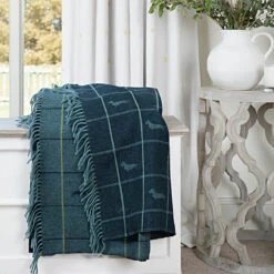 Dachshund Wool Knitted Throw -Sophie Allport ktw46 dachshund knitted throw wool lifestyle high res square