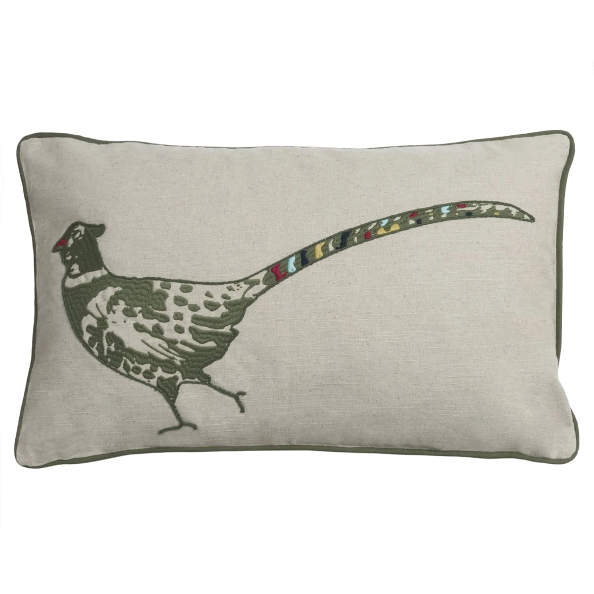 Pheasant Linen Blend Embroidered Cushion 4 Pheasant Linen Blend Embroidered Cushion - Image 2