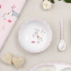 Fairground Ponies Childrens Melamine Bowl -Sophie Allport mbl73142 mbs7314 fairground ponies melamine baby bowl and spoon lifestyle high res square 567110af e3cd 446e 8fe9 e5dbc3221dd7