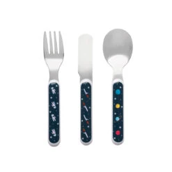 Space Childrens Melamine Cutlery Set 9 Space Childrens Melamine Cutlery Set -Sophie Allport mcs6201 space melamine set cutlery cut out high res square
