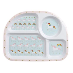 Unicorn Childrens Melamine Divider Plate