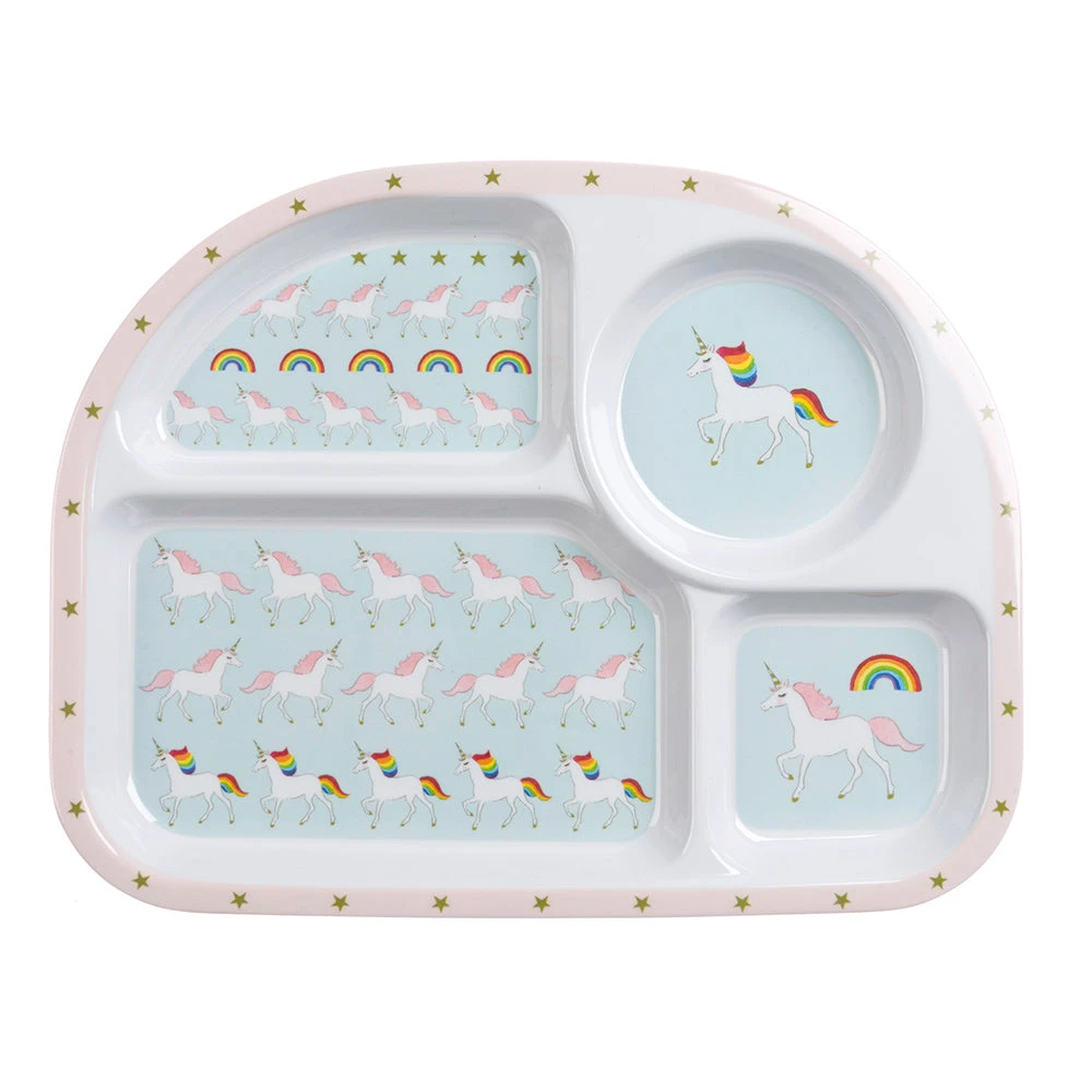 Unicorn Childrens Melamine Divider Plate 3 Unicorn Childrens Melamine Divider Plate