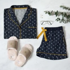 Bees Ladies Slider Slippers -Sophie Allport pcss36m sls36m bees ladies pyjama short set and slider slippers lifestyle high res square