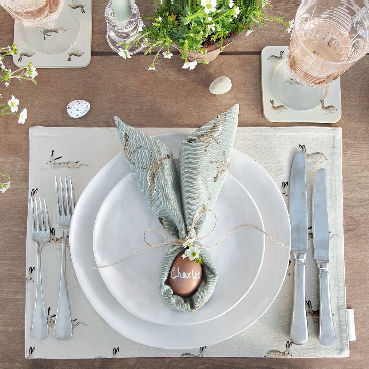 Hare Fabric Placemat 4 Hare Fabric Placemat - Image 2