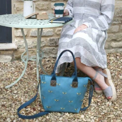 Bees Teal Mini Oundle Bag -Sophie Allport poly80020m bees teal oundle bag mini 4 lifestyle high res square