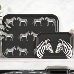 Zebra Serving Tray - Small -Sophie Allport pt6745 pt6726 zebra zsl printed tray large and small lifestyle high res 1