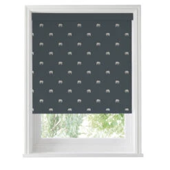 Elephant Deep Navy Made To Measure Roller Blind -Sophie Allport rlb54dnm2m elephant deep navy artwork roller blind made to measure cut out high res square